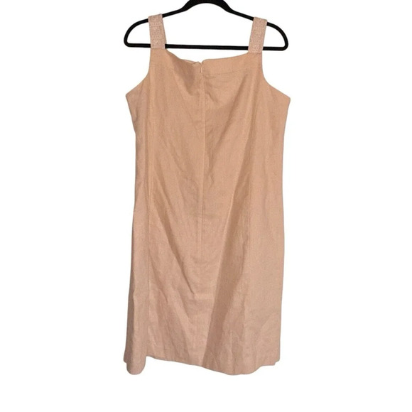 Evan-Picone Sz 12 Linen Sheath Dress Beaded Office Neutral Light Academia - Picture 2 of 13